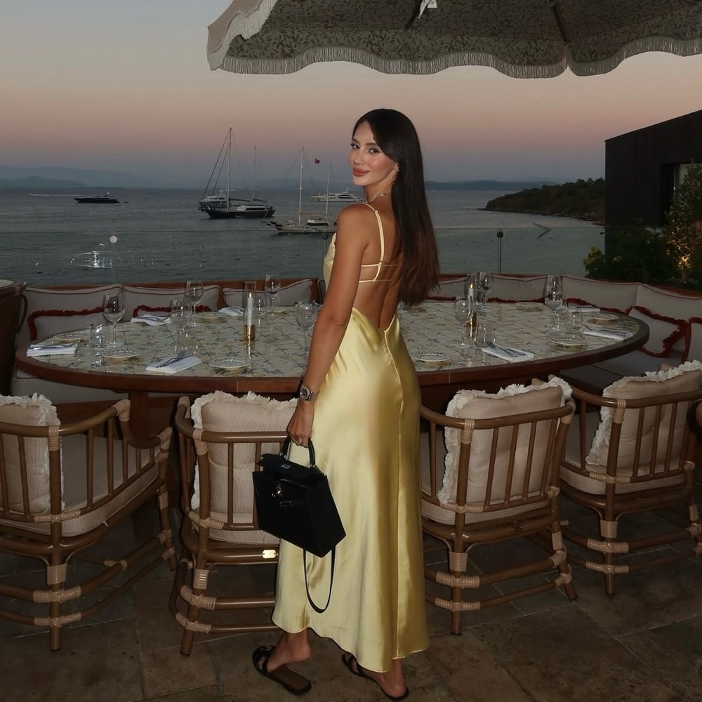 Zara maxi dress flowy butter yellow satin effect wedding evening party - Picture 8 of 16